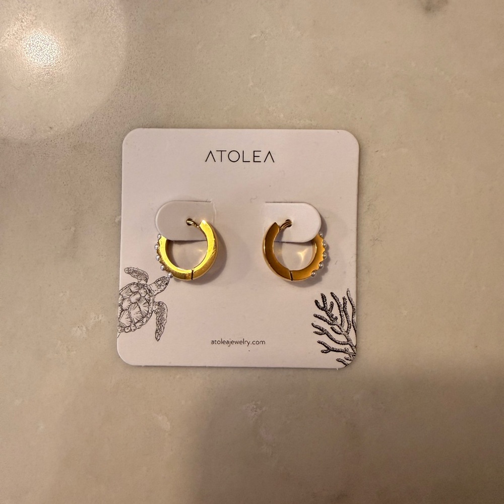 ✨ Atolea Gold Hoop Earrings with Pearl Details ✨